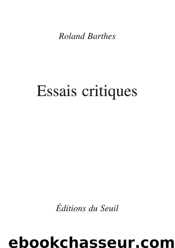 Essais critiques by Roland Barthes