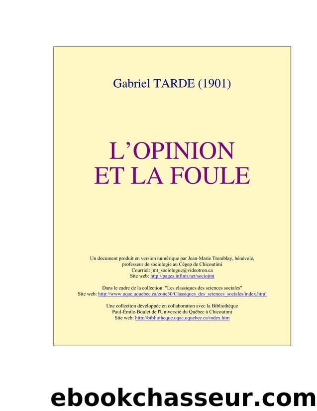 L'Opinion et la Foule by Gabriel Tarde