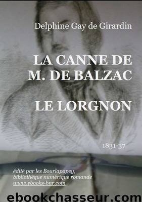 LA CANNE DE M. DE BALZAC by Delphine Gay de Girardin