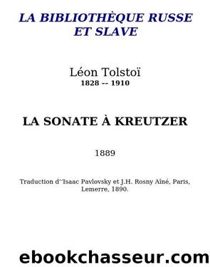 La Sonate Ã  Kreutzer by Tolstoï