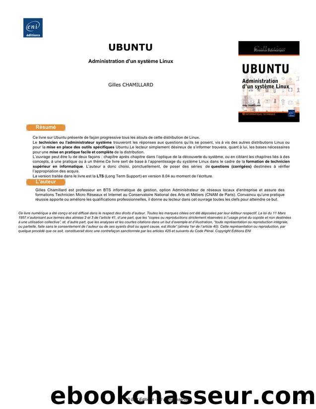 UBUNTU Administration d un systeme Linux by Gilles CHAMILLARD